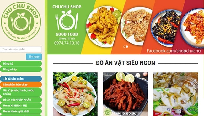 Mẫu thiết kế web bán đồ ăn vặt 1